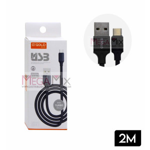 Cabo de Dados USB + Tipo C 5.0A 2M CB05-3 - A'Gold