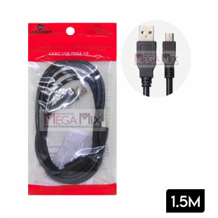 Cabo USB + Micro USB (V8) com Filtro 1.5M D-V8 - Grasep 