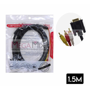 Cabo VGA + 3RCA 1.5m KAP-VGA-3RCA - Kapbom