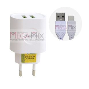 Carregador de Celular Tipo-C + 2 USB 3.1A CA18-3/Tipo-C - A'Gold