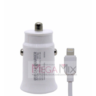 Carregador Veicular USB Cabo Iphone 3A 18W KD-501A- Kaidi