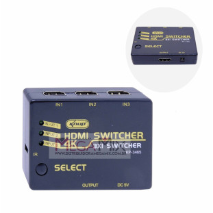 Switch HDMI Ultra HD 4K 3 Portas com Controle Remoto KP-3465 - Knup 
