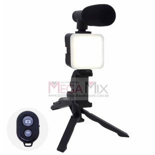 Kit Fotográfico com Luz Led + Microfone + Tripé KA-ZP115 - Kapbom