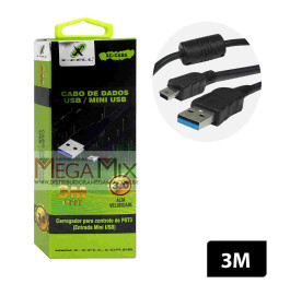 Cabo USB + Micro USB (V3) para PS3 3M 3.0  XC-CAB5 - X-cell