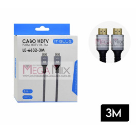 Cabo HDMI + HDMI 8K 3M LE-6632-3M - It-Blue