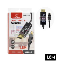 Cabo HDMI + Tipo C 1.8M 3.1 KAP-V099 - Kapbom