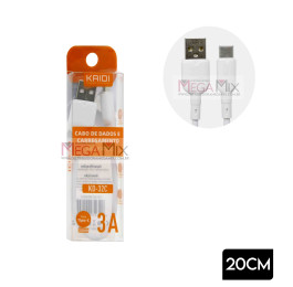 Cabo de Dados USB + Tipo C 20cm 3A KD-32C - Kaidi