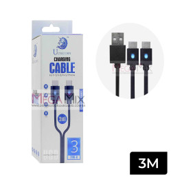 Cabo USB + Type C 2 em 1 para PS5 c/Led 3M UN-002 - Unicorn