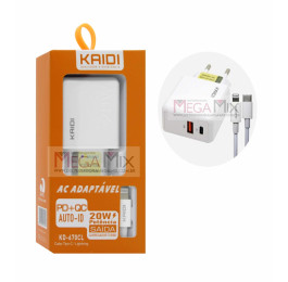 Carregador de Celular Iphone USB + USB-C 1.5A KD-670CL - Kaidi 