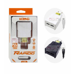 Carregador de Celular Micro USB (V8) com 2 USB 5.1A LE-231FV - Lelong