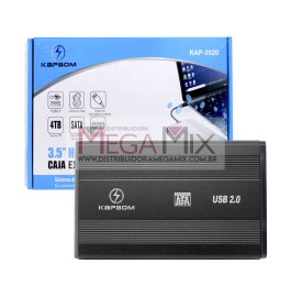  Case para HDD Externo 3.5 Sata e SSD 2.0 KAP-3520 - Kapbom