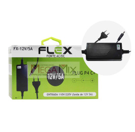 Fonte de Alimentação Plugs P4 5A/12V FX-12V/5A - Flex