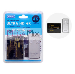 Switch HDMI Ultra HD 4K 3 Portas com Controle Remoto KP-3465 - Knup 