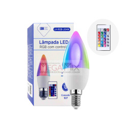 Lâmpada LED RGB 4W com Controle LK-RGB-J04W - Luatek