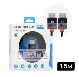 Cabo HDMI + HDMI 4K 1.5M LE-6621 - It-Blue