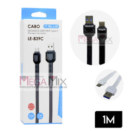 Cabo de Dados USB + Type-C 1M 2.4A LE-839C - It-Blue