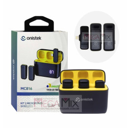Microfone de Lapela Duplo Sem Fio para Iphone com Case ON-MC816 - Onistek