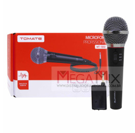 Microfone 2 em 1 (com fio e sem fio) MT-1202 - Tomate