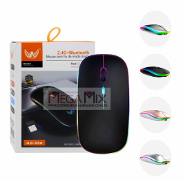 Mouse sem Fio RGB com Bluetooth Recarregável 1600DPI AG-690- Altomex