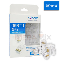 Conector RJ45 C/100un. CONT-RJ45P100 - Exbom