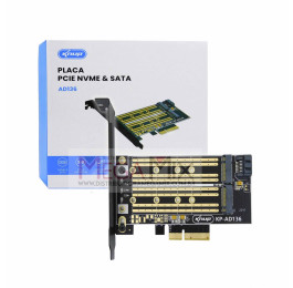 Placa PCIe para SSD M2 NVME e SSD SATA KP-AD136 - Knup