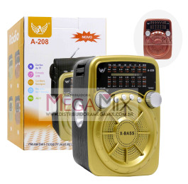 Rádio Portátil Recarregável AM/FM/SW/USB/TF A-208 - Altomex