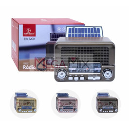 Rádio Portátil Recarregável com Placa Solar AM/FM/SW KA-3290 - Kapbom