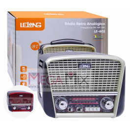 Rádio Retrô Recarregável com Bluetooth AM/FM/USB/SW LE-602 - Lelong 