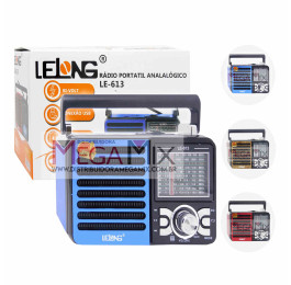 Rádio Portátil Recarregável AM/FM/SD/USB LE-613 - Lelong