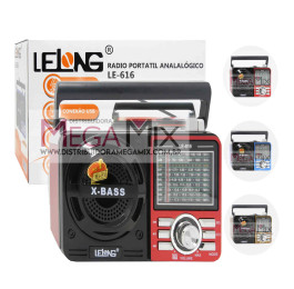 Rádio Recarregável AM/FM/USB/SD LE-616 - Lelong 