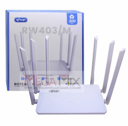 Roteador Wireless 2.4Ghz 300Mbps com 6 Antenas KP-RW403/M - Knup