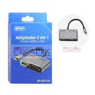 Adaptador Tipo C para Hdmi e Vga KP-AD119 - Knup