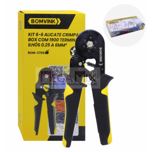 Alicate de Crimpar Terminais Tubulares + 1900 Ilhós BOM-3706 - Bomvink