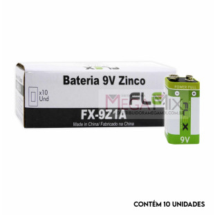 Bateria 9V Zinco c/10 unidades FX-9Z1A - Flex