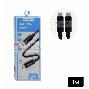 Cabo de Dados Tipo C + Tipo C com Visor 65W 1M CB5709-C-C - Ecooda