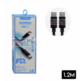 Cabo de Dados Tipo C + Tipo C 100W 1.2M CB5717-C-C - Ecooda