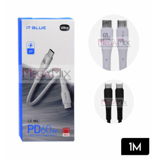 Cabo de Dados Tipo C + Tipo C 60W 20V 3A 1M LE-886 - It-Blue