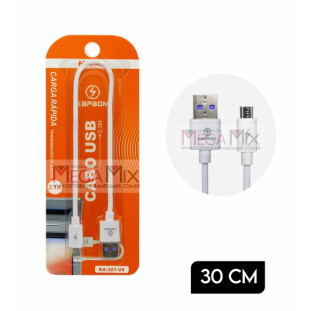 Cabo de dados USB + Micro USB (V8) 3.1A 30cm KA-321-V8 - Kapbom