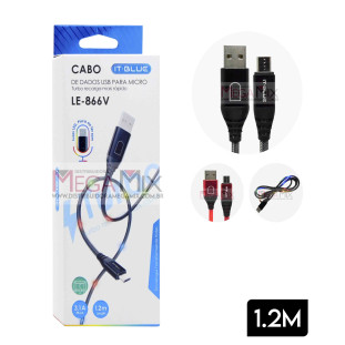 Cabo de Dados USB + Micro USB (V8) com Luz Led 1.2M  LE-866V - It-Blue