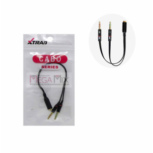 Cabo Adaptador P2 Fêmea + 2 P2 JACK Macho XT-2204 - Xtrad