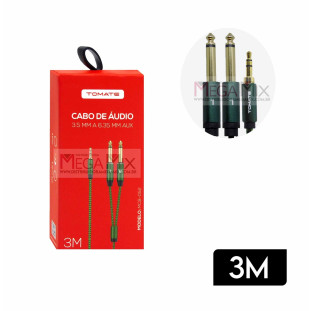 Cabo de Áudio P2 (3.5mm) + 2 P10 (6.35mm) 3M MCB-052 - Tomate