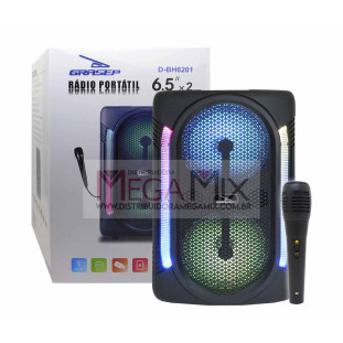 Caixa de Som Bluetooth com Microfone 6.5'' 30W D-BH6201 - Grasep