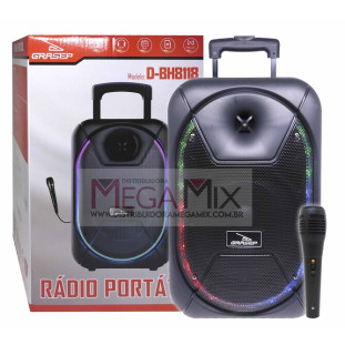Caixa de Som Bluetooth com Microfone 40W D-BH8118 - Grasep