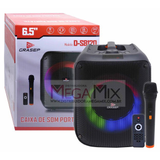 Caixa de Som Portáil Bluetooth com Microfone 6.5" 30W D-S8120 - Grasep