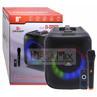 Caixa de Som Portátil Bluetooth com Microfone 8" 40W D-S8121 - Grasep