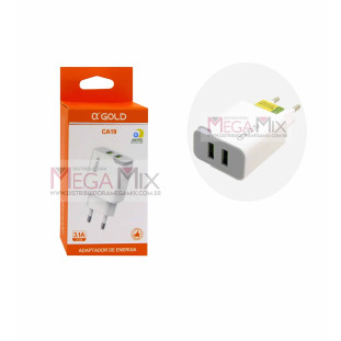 Carregador com 2 USB  3.1A CA19 - A'Gold 