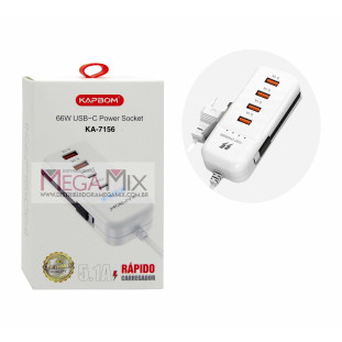 Carregador Tipo C 2 USB 5.1A + 2 USB-C 66W KA-7156 - Kapbom