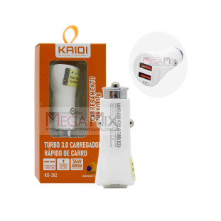 Carregador Veicular c/2 USB 3.0 KD-302 - Kaidi