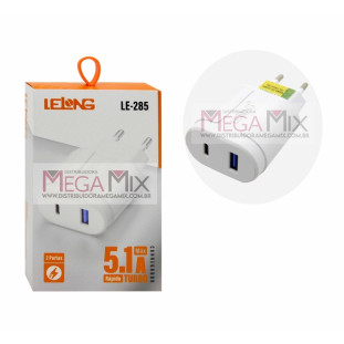 Carregador Turbo USB + USB-C 5.1A LE-285 - Lelong