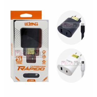 Carregador de Celular Micro USB (V8) USB + USB-C 5.1A LE-291FV - Lelong